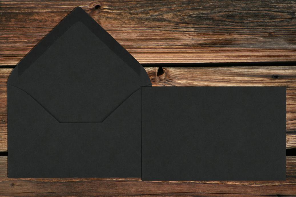 Briefhüllen 90x140 mm Nassklebend Schwarz 120 g/qm